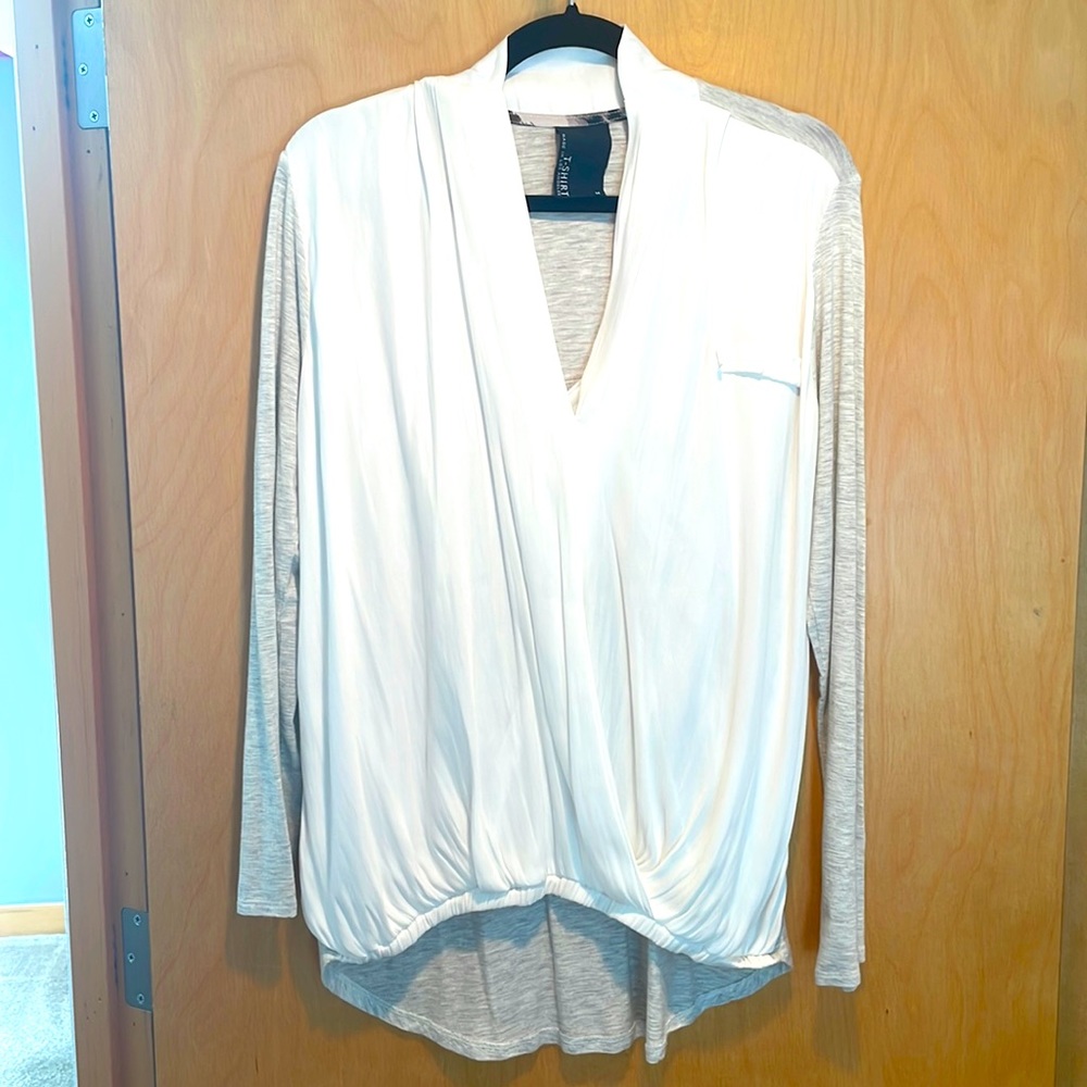 Dolan for Anthropologie Silk Front Long Sleeve Shirt